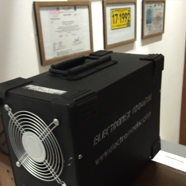 Electromex ozonator for germ and odor removal without misting nor chemicals