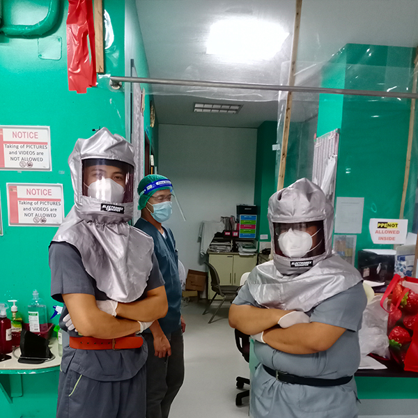 Frontliners in CoViD-19 hospital wards using Electromex’s battery-powered n95 filtered personal respirators